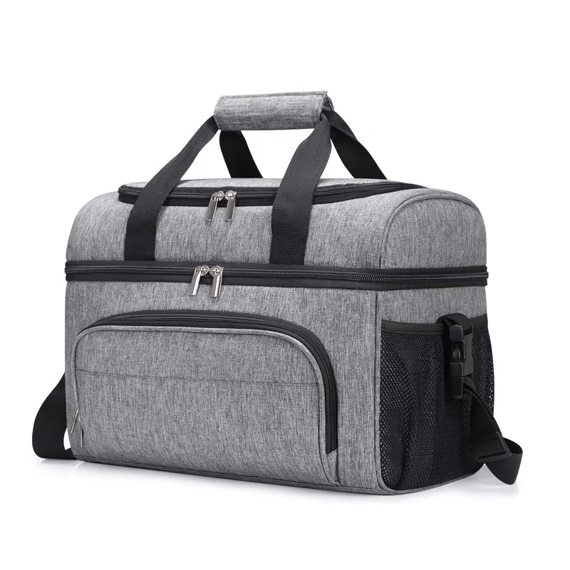 Серая мягкая сумка-холодильник, 32-48 шт., легкая Портативная Сумка-тоут, двухслойная сумка-холодильник