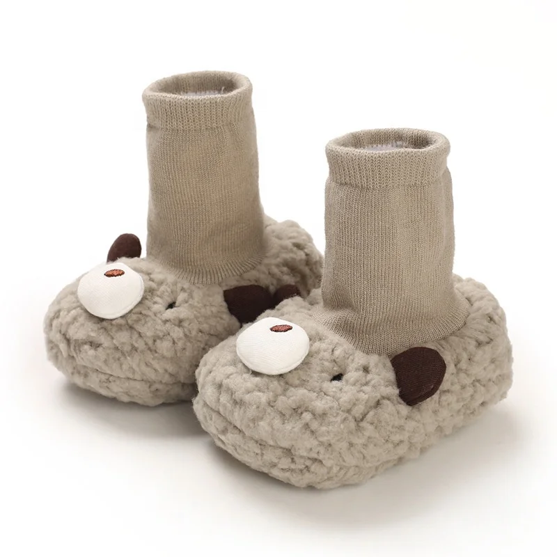 EVERTOP wholesale berber fleece lovely cartoon warm thermal winter baby sock shoes