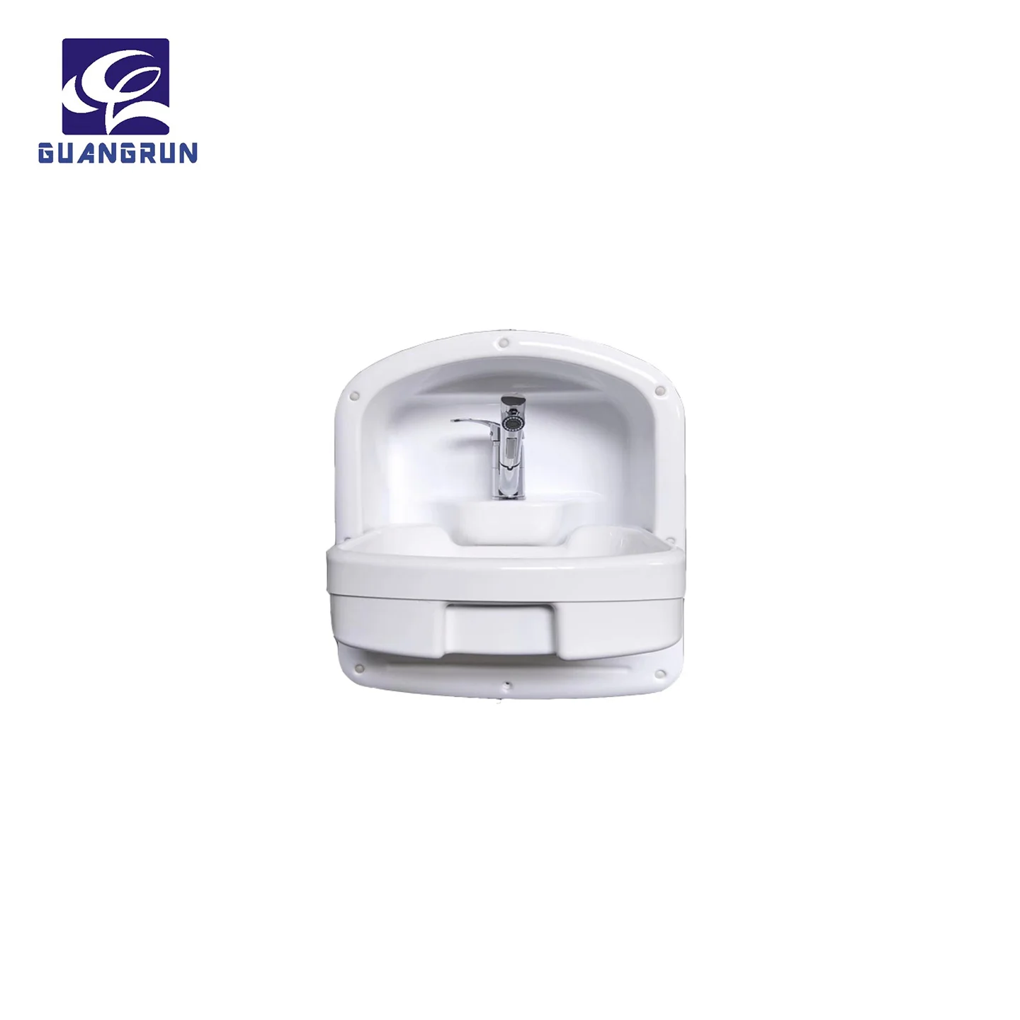 RV Acrylic Built-in Foldable Bathroom Sink with faucet and drainer for RV caravan camper trailer tiny house GR-Y001B