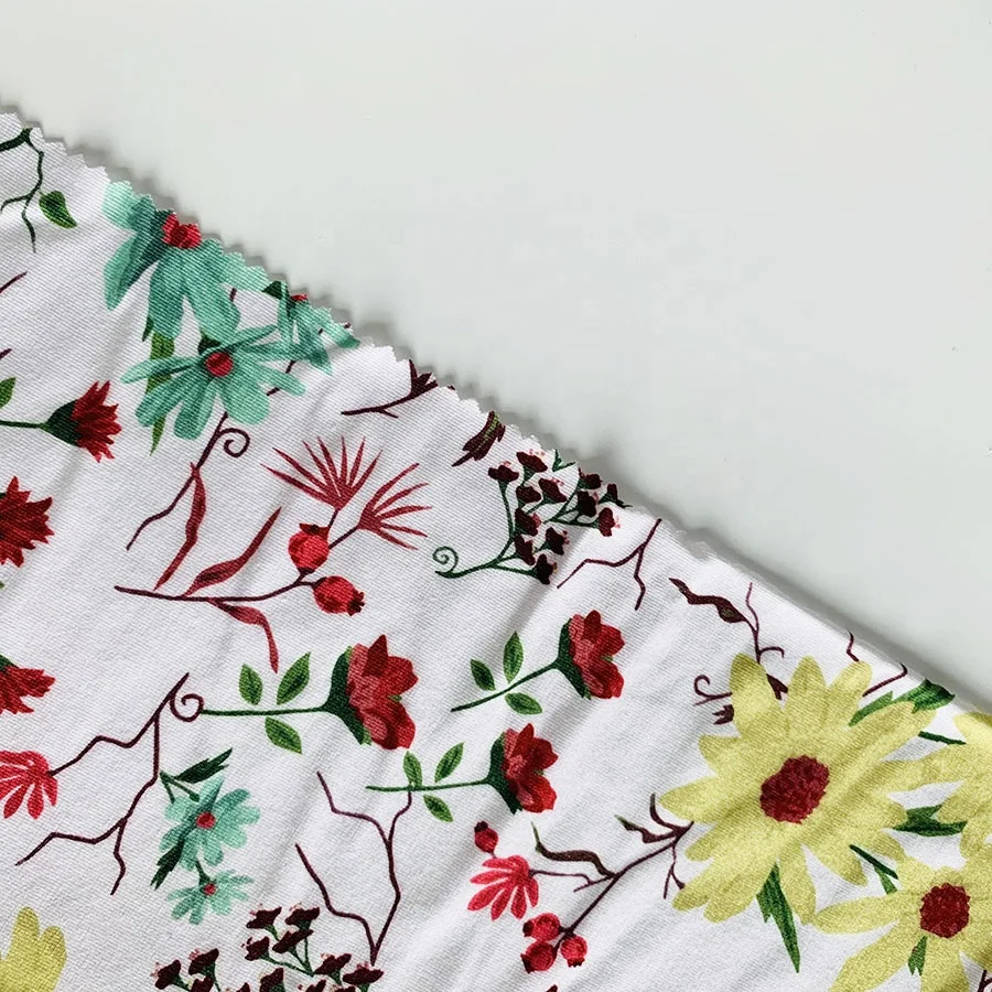 Low MOQ custom digital Print bamboo fiber lycra knitted spandex fabric