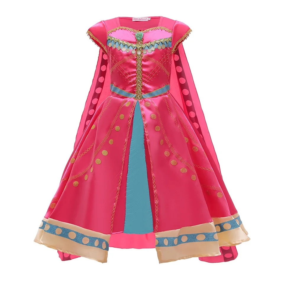 
Children Carnival Halloween Christmas Party Clothes Kids Movie Arabian Princess Girl Jasmine Dress Rose Cosplay Costume 