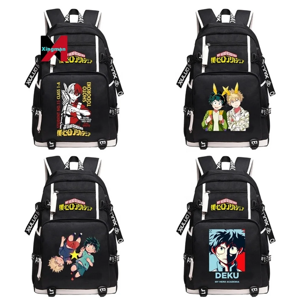 My Hero Academia Anime Backpack Bakugou Katsuki Cartoon Schoolbags Fashion USB Charging Laptop Backpack Travel Bags