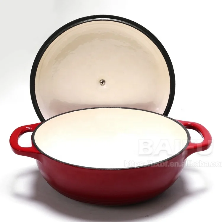 Factory Direct hot selling Enameled cast iron casserole with lid and handles cast iron seafood pot paella pan