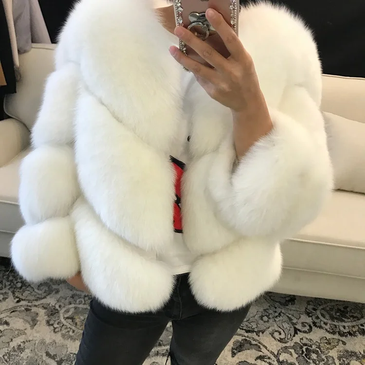 Fur Jacket Wholesale 100% Fox Fur Coat Women Winter Warm Fur Jacket For Ladies