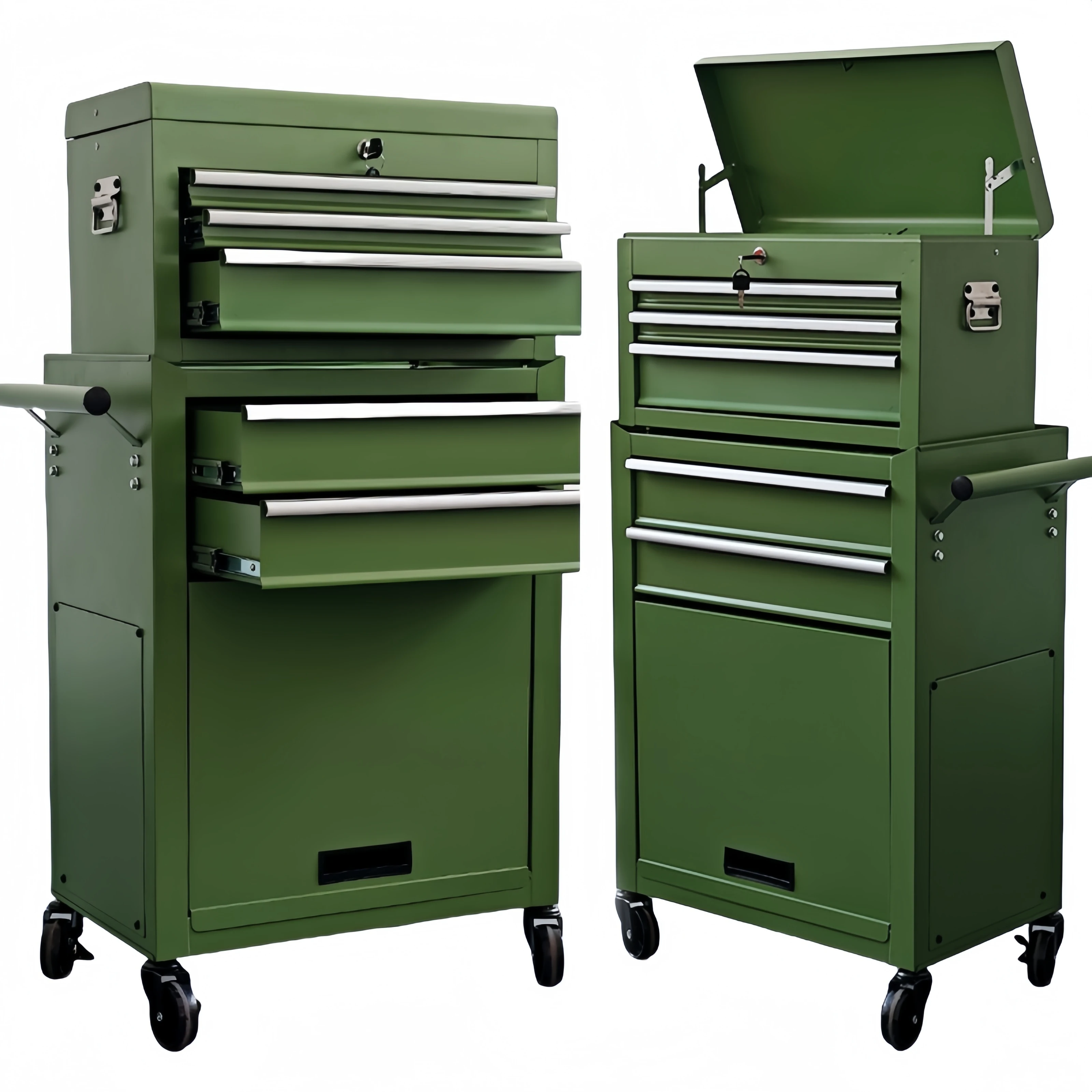 Workshop Rolling Tool Chest Customizable OEM Garage Tool Cabinet with Wheels and Lock Storage Cart All-one Tech Heavy Duty Metal