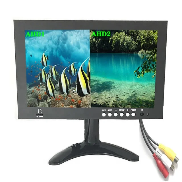 Gannyin HD 9 inch IPS 2 split AHD monitor two ways av input lcd screen desktop industrial monitor with dual recording function