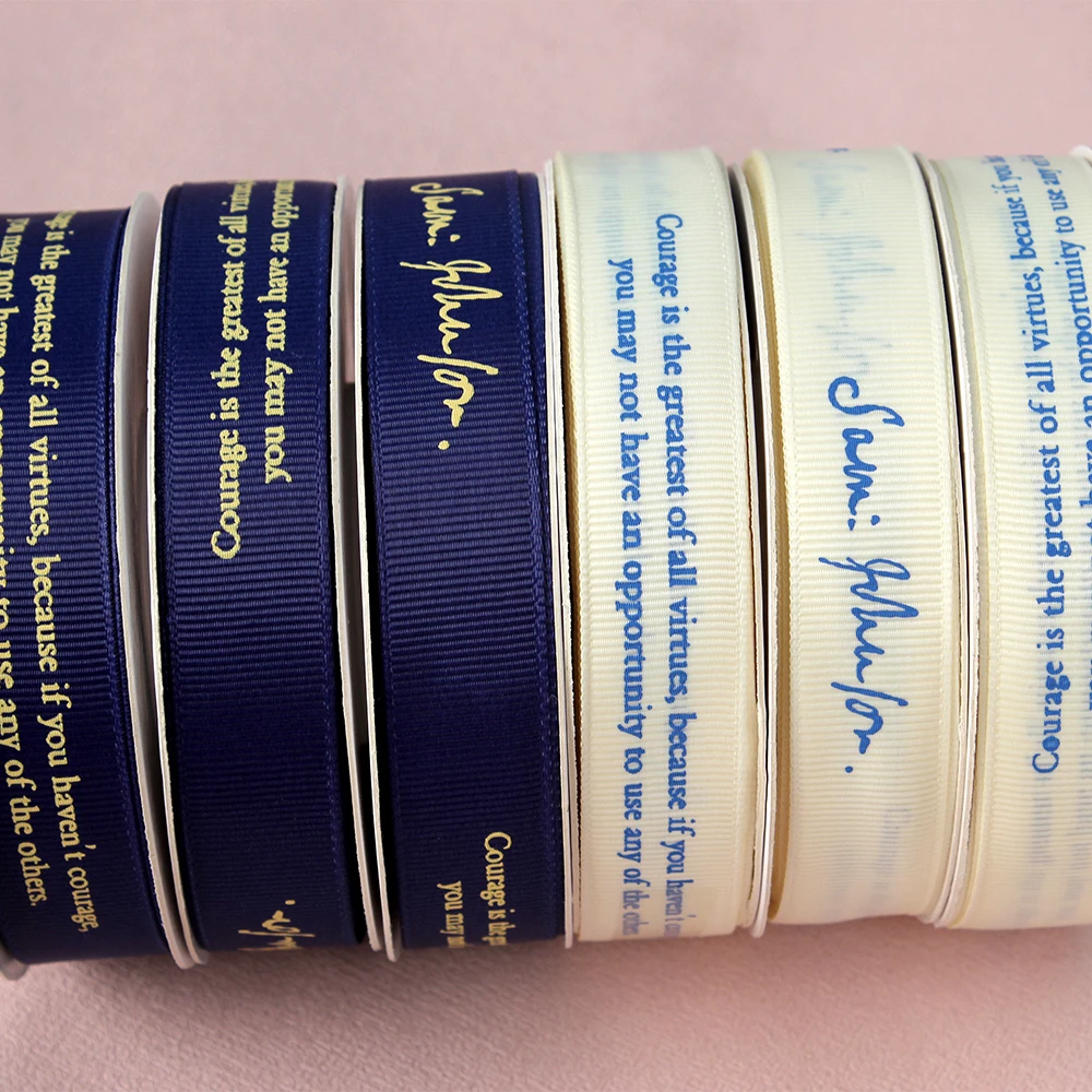 gift packaging decoration ribbon custom logo printed ribbon 1 inch  gift  with colors grosgrain satin ribbon