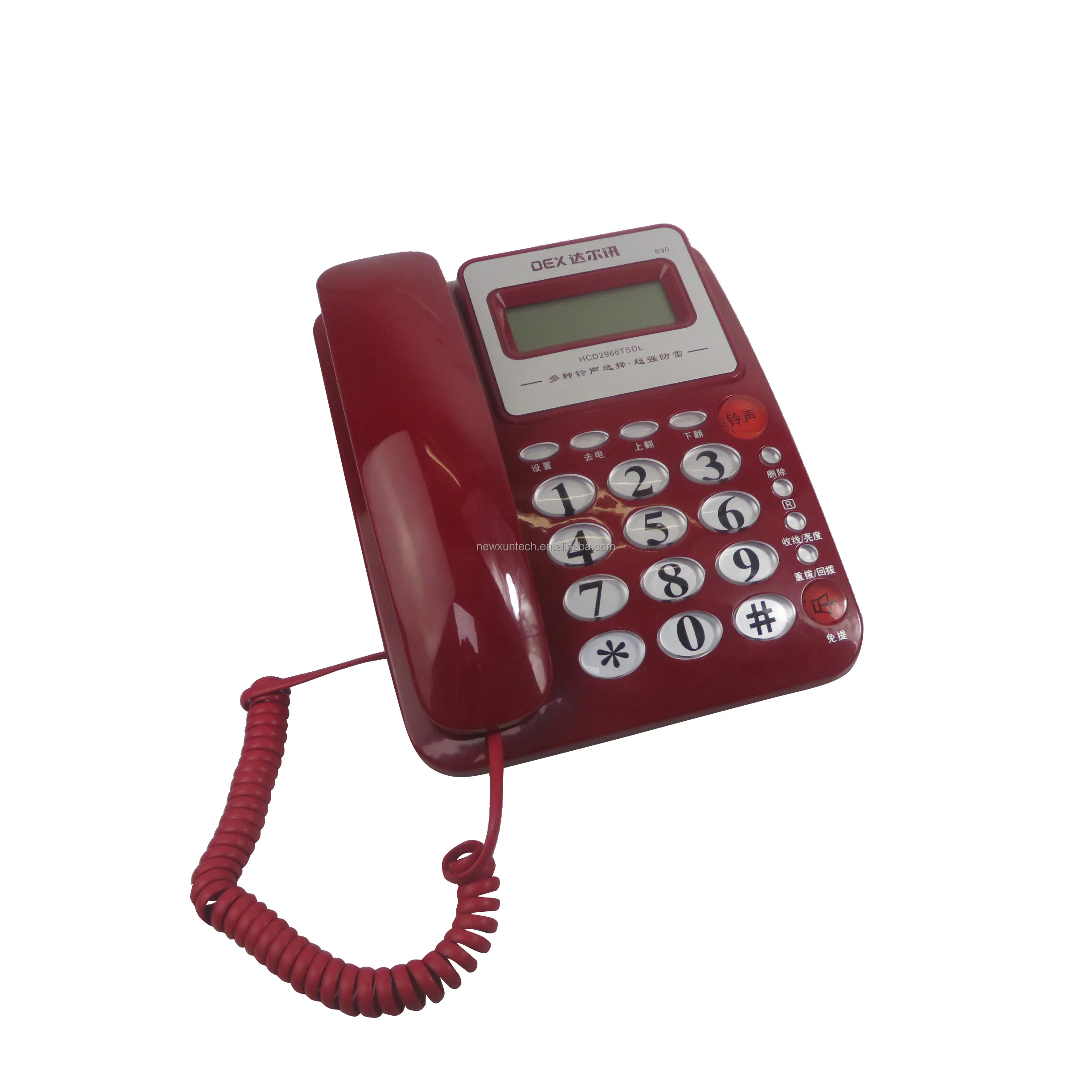 
Red color big button home phone Caller ID with big display telephone 