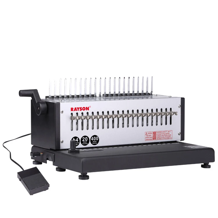 Customizable Factory RAYSON EB-20 Electric Comb Binder Office A3A4 21 Holes Comb Punching Binding Machine