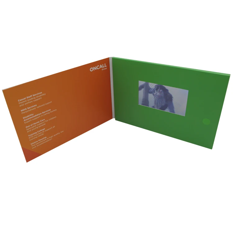 Softcover HD/IPS screen customize printing video brochure 5 inch for business/advertising/gift