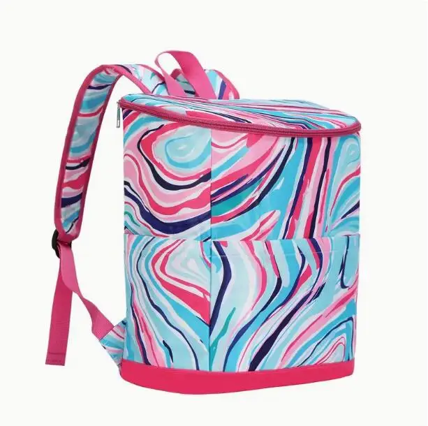 Custom printing leisure insulated cooler backpack leakproof soft lightweight nylon lunch bag outdoor fishing picnic camping bag