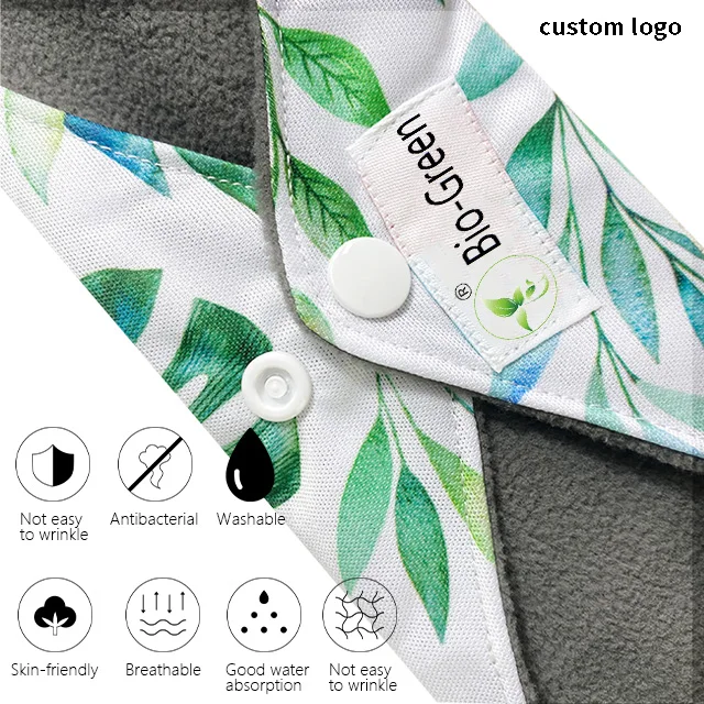 Breathable toallas sanitarias de algodon Print Reusable Bamboo Charcoal Menstrual Pads Period Pads Sanitary Napkin