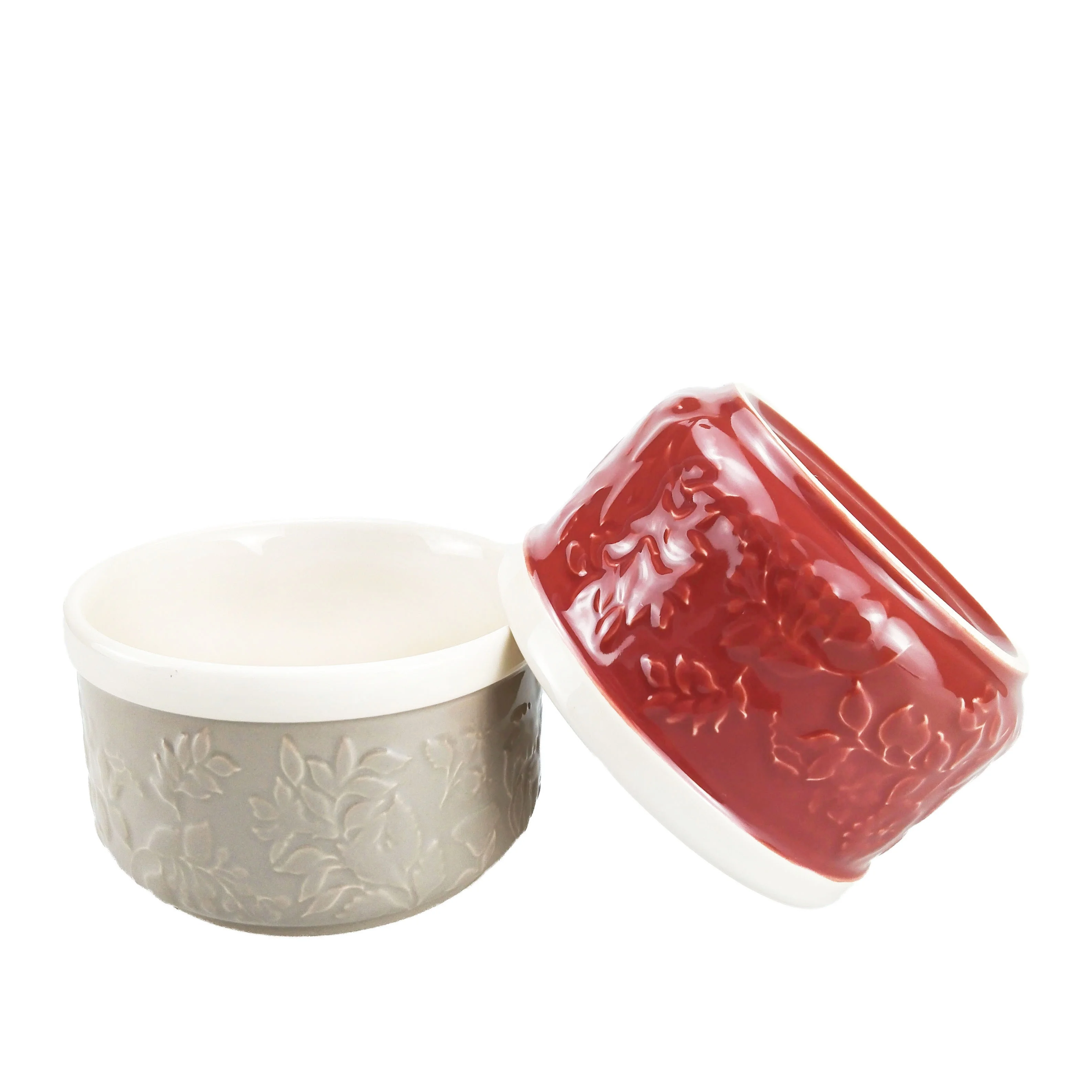 Stackable Custard Lava Cake Creme Brulee Set Ceramic Ramekins for Baking