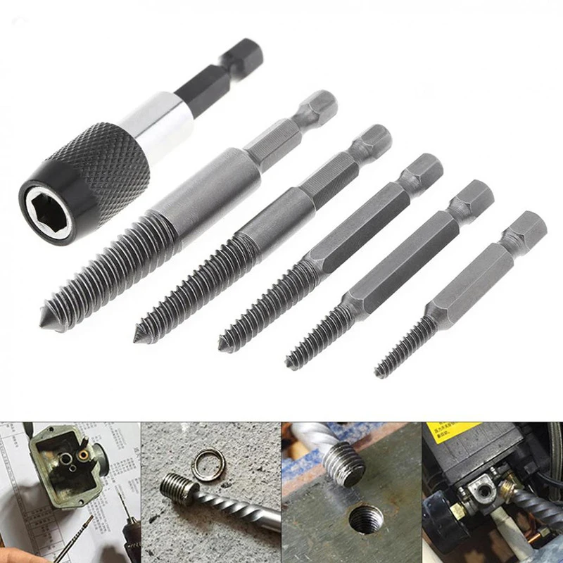 5Pcs Broken Screw Extractor Set,Stripped Screw Extractor Kit,Damaged Bolts Removal Tool