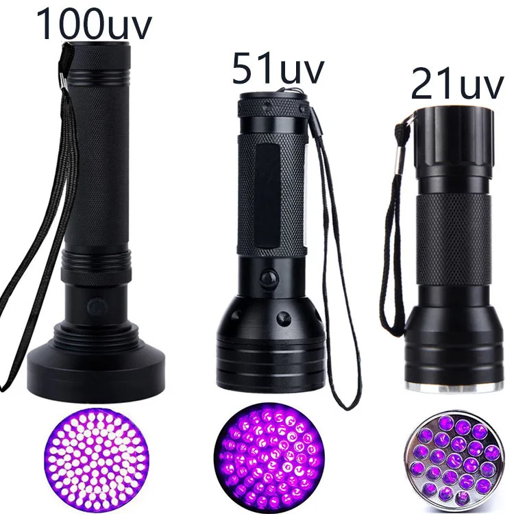 aluminum 395nm Ultraviolet Black light Detector Dog Urine Pet Stains and Bed Bugled 21 LED uv flashlight