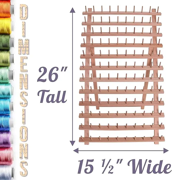 High Quality Wholesale Beech120 Spools Wooden Thread Rack Braiding Hair Rack for Sewing & Embroidery