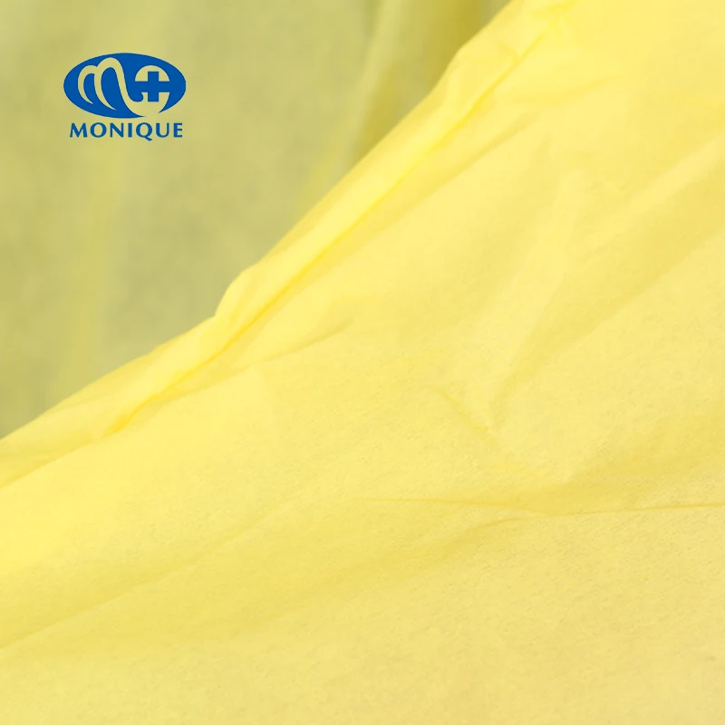 Waterproof Surgery With Knitted Cuff Isolation Ppe En14126 Non Woven Yellow Aami Level 3 Medical Disposable Surgical Gown