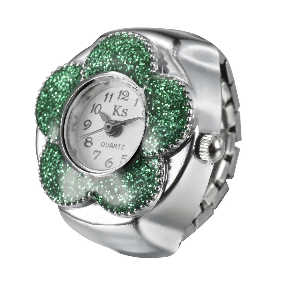 QIUHAN Mini Classic Colorful Flower Ring Watch