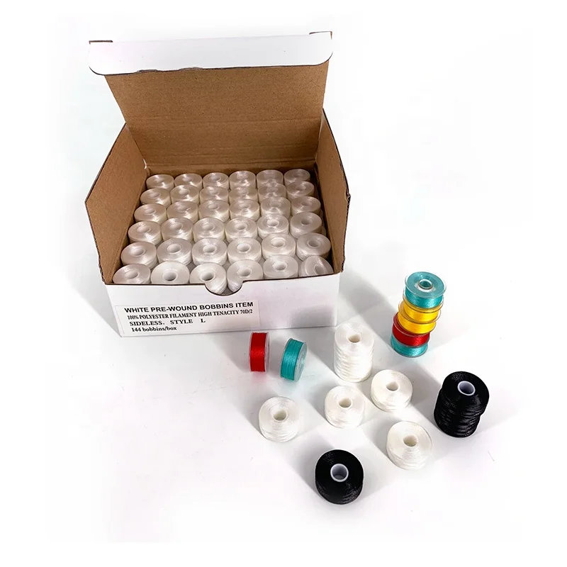 75D/2Polyester Bobbin Thread  L type side less for back embroidery