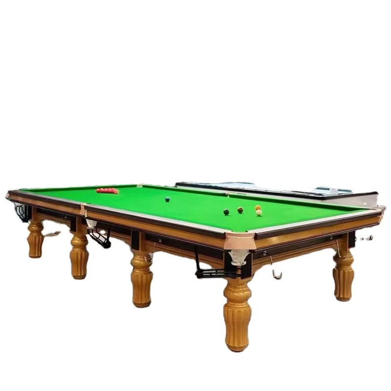 Professional Snooker Pool Table Billiard Solid Wood Slat with Steel Cushion Custom Size Leather & Net Pockets