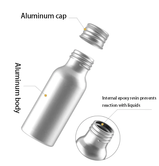 High quality aluminum water and essential oil bottle  for essential oil