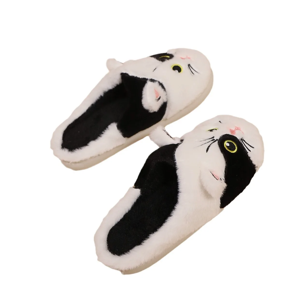 Wholesale cute cute cat design warm furry winter indoor slippers