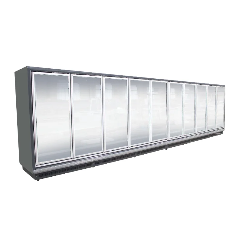 Стеклянный дверной холодильник с усовершенствованной технологией воздушной завесы для витрины свежих фруктов и овощей в супермаркете