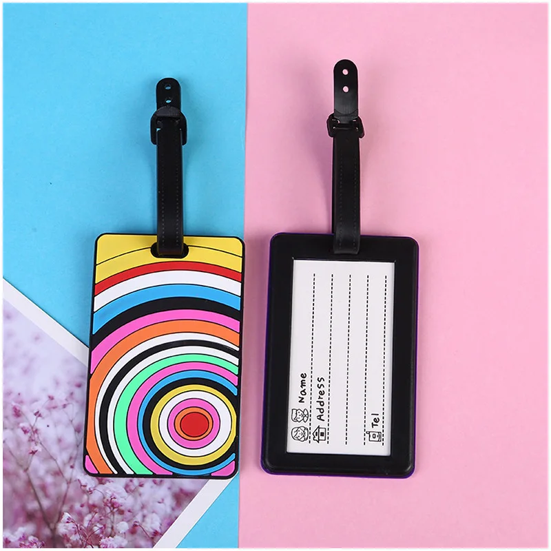 New cartoon geometric pattern luggage tag Customised logos available luggage personalized tag ID identification boarding tag