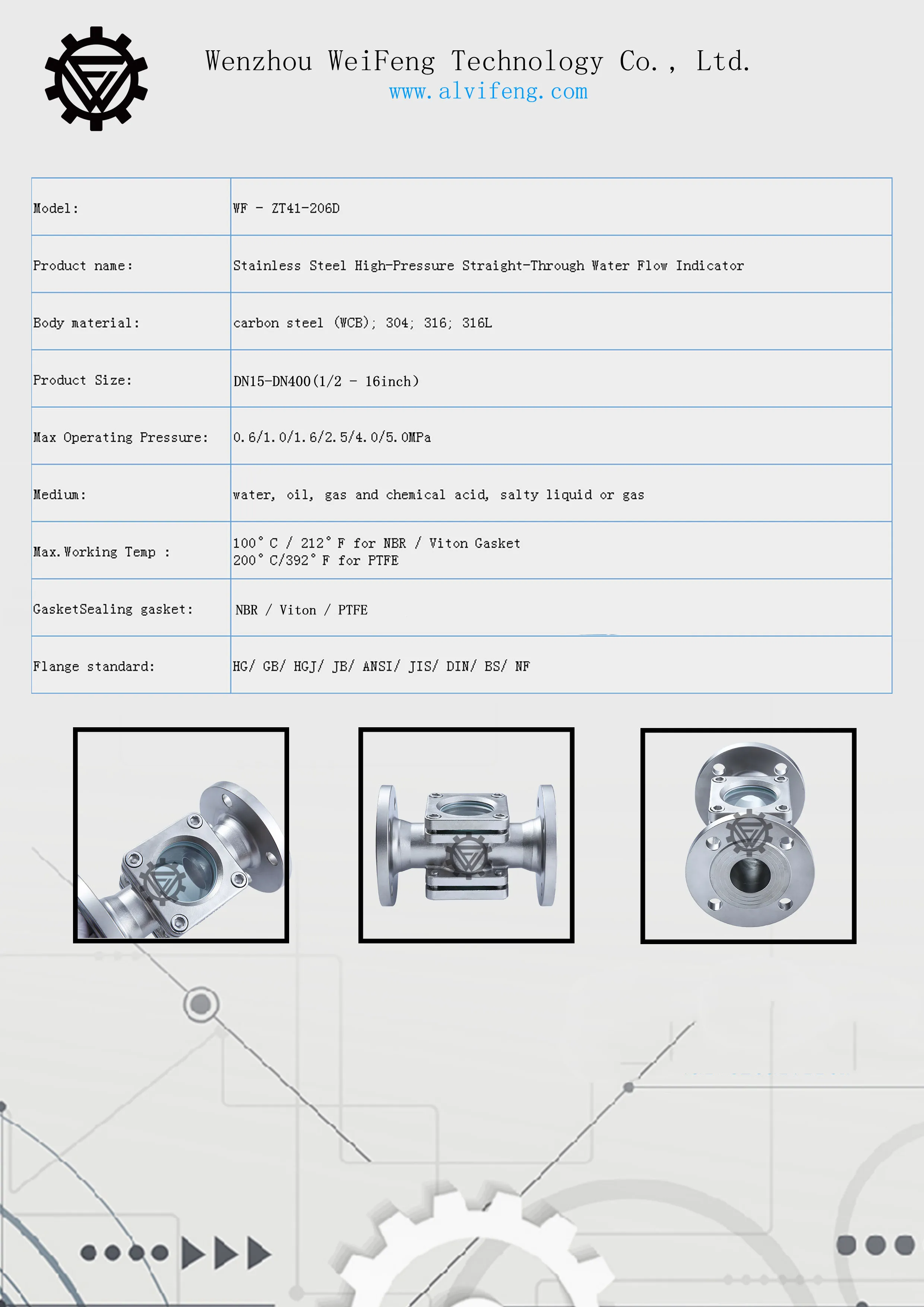 Liquid Sight Glass Flow Indicator Flow Meter Stainless Turbine Impeller Turbine Flowmeter