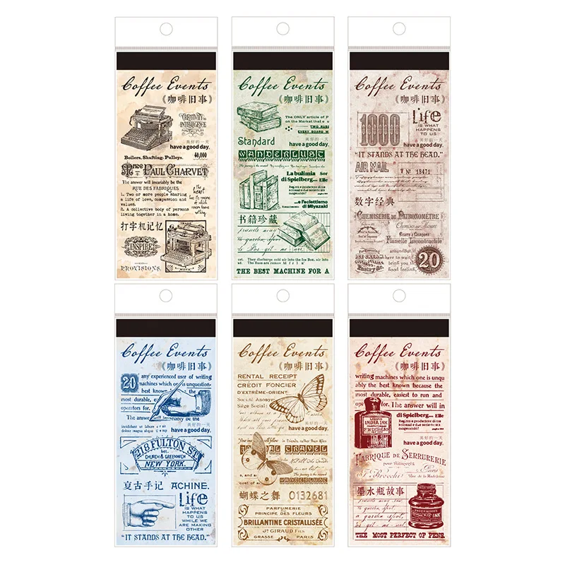 20 sheets per pack Dual Material Vintage Header Notebook Coffee Oldies Series 6 Backing Papers