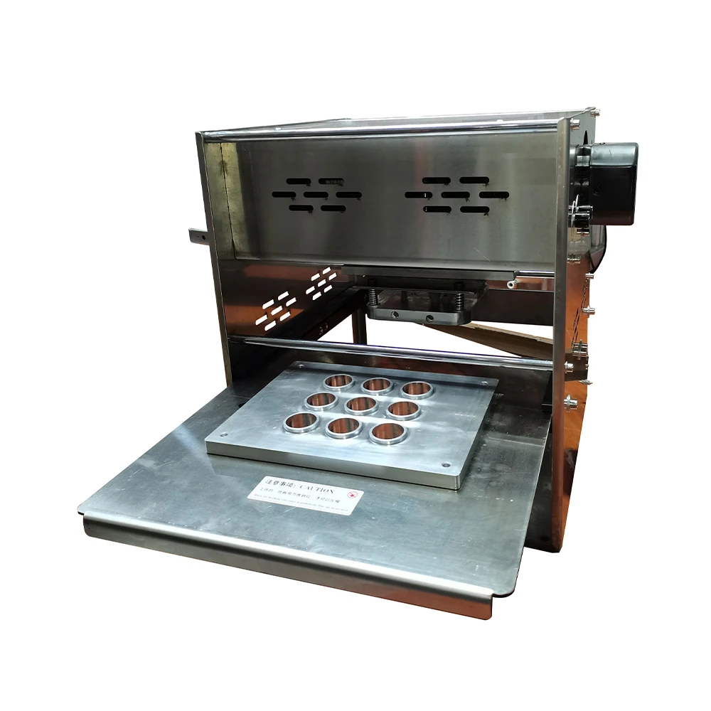 2021 Automatic Pneumatic Small 9 Cavities Plastic Foil Film Cap Packing K-Cup Powder Nespresso Coffee Capsules Sealing Machine