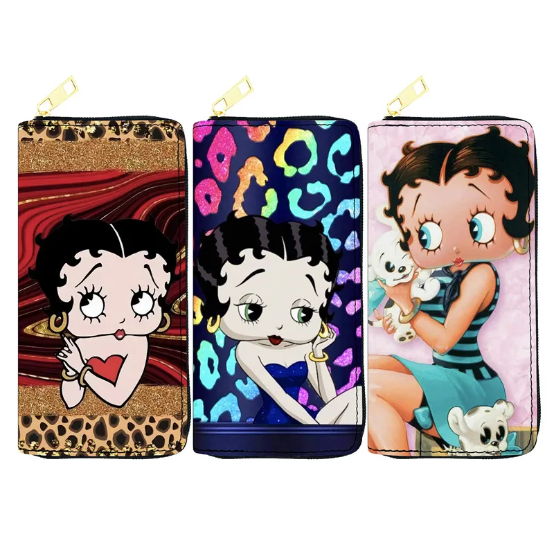 Cartoon Betty woman PU leather Coin Purse Ladies Student long wallet money clips
