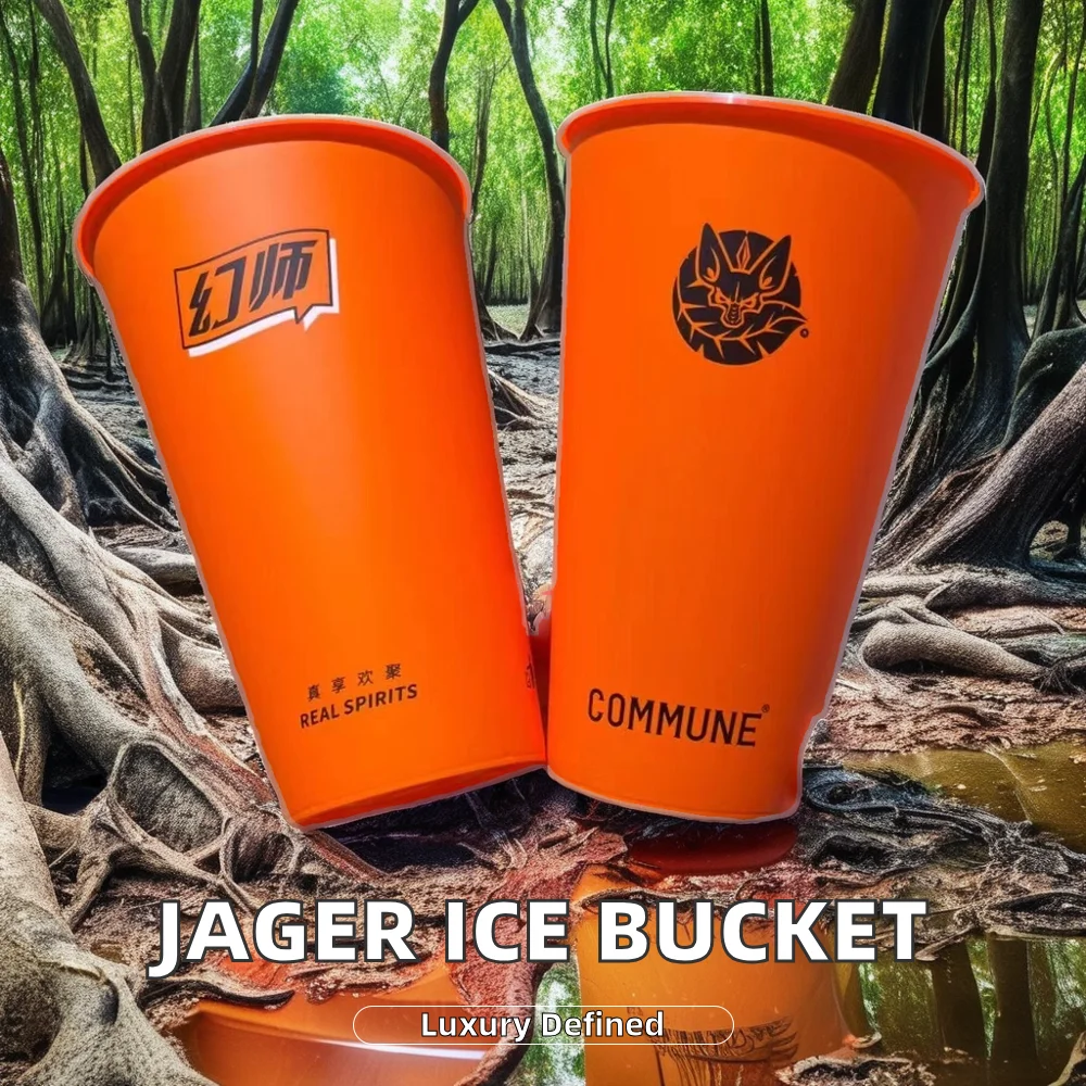 Jagermeister классический стиль Прочный Пластиковый кулер для напитков коробка свадебных рождественских вечеринок с стеклянным ведром вина по желанию крышки