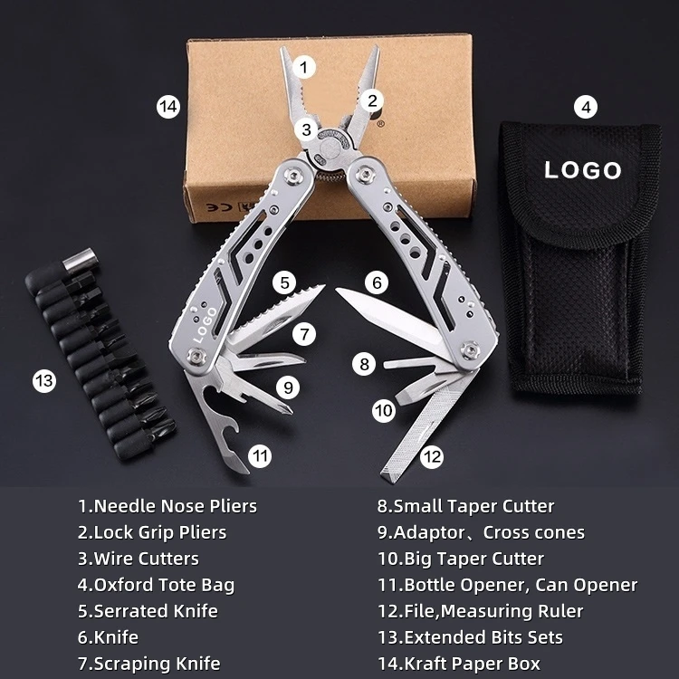 Multifunctional Stainless Steel Mini Combination Knife Pliers Outdoor Camping Folding Tool Cutting OEM Customizable Industrial