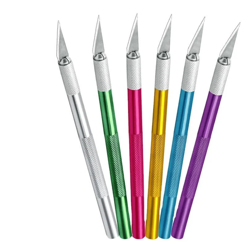 Non-Slip Metal Grip handle Carving Knife Set with #11  Replaceable Blade Cutter Hobby Craft knives for Phone PCB Repair Tools