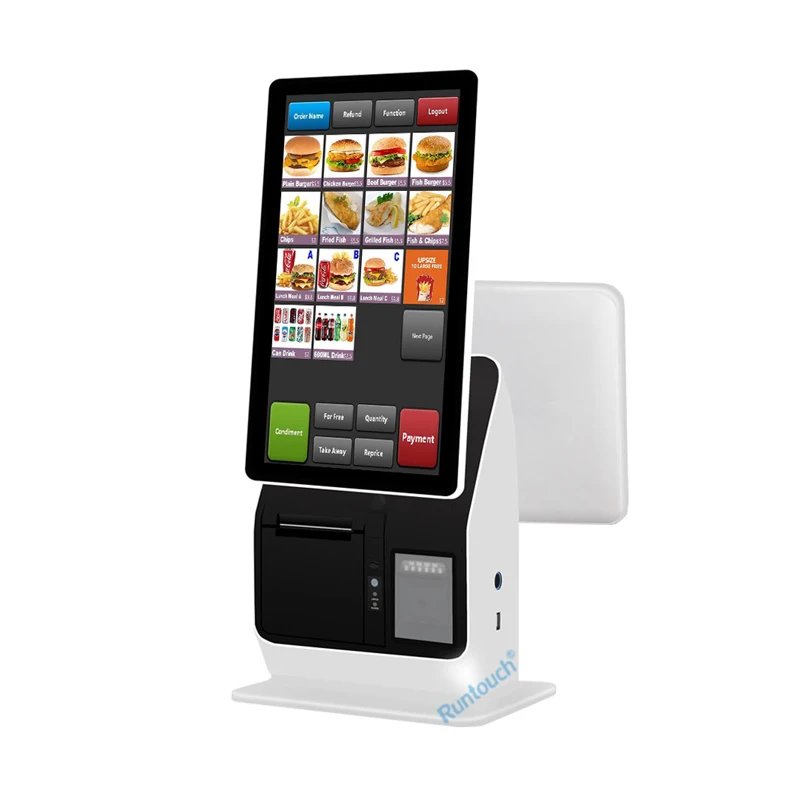 QR Code Display Terminal Restaurant fast food all in one automatic touchscreen cash smart self order kiosk restaurant