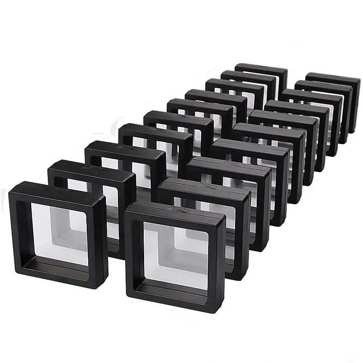 Custom Logo Floating Display Case Transparent PE 3D Floating Display Case 9x9x2cm 7x7x2cm Floating display case