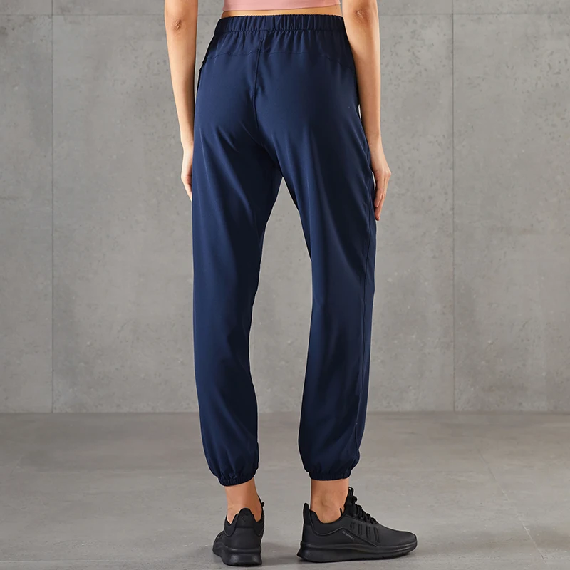 Gym Exercise Sports Fit Pants Solid Elastic Waist Sports Track Pants Quick Dry Running Women Jogger Pants