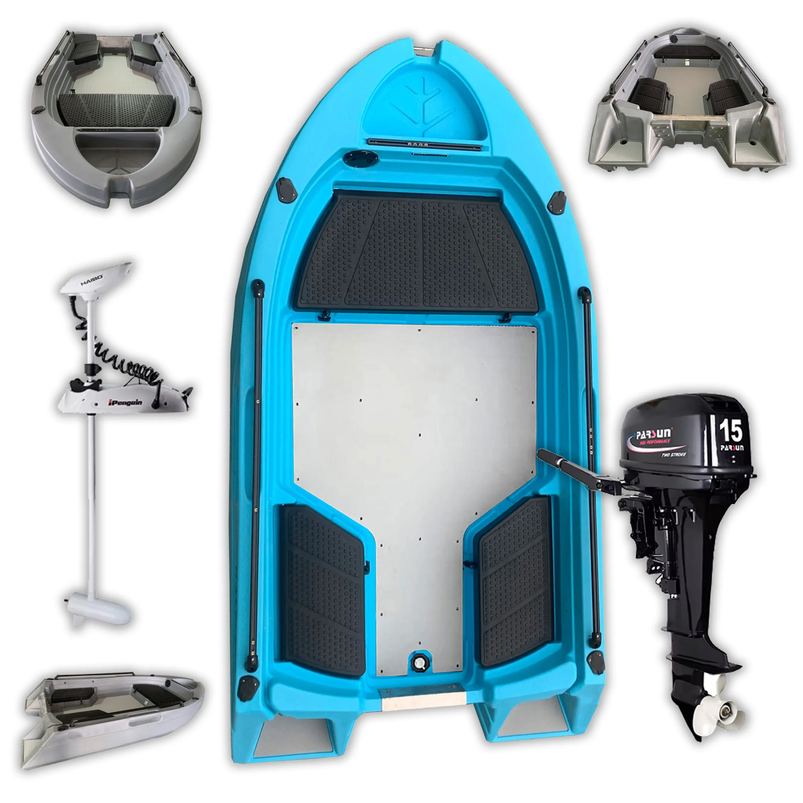 New arrival 10ft 3.05m 3M fishing kayak with electric motor rotomolded plastic skiff boats Tuffy engine boat