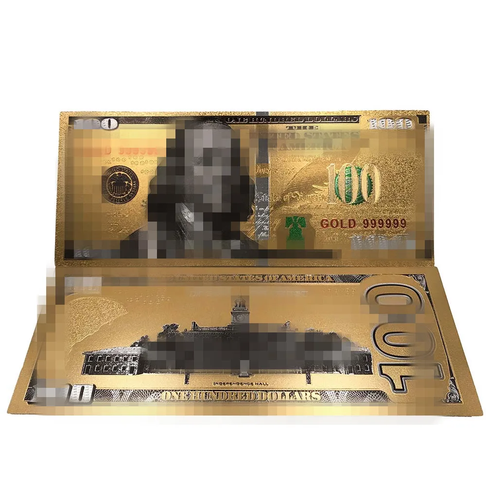 24K Gold Foil Plated dollar banknote 100 Dollar Bills Decoration Antique Gold Souvenir Special gold foil