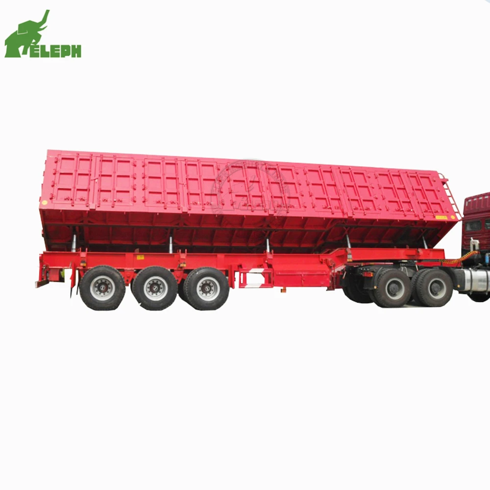china hydraulic lift side tipping dump truck semi trailer for sale 07
