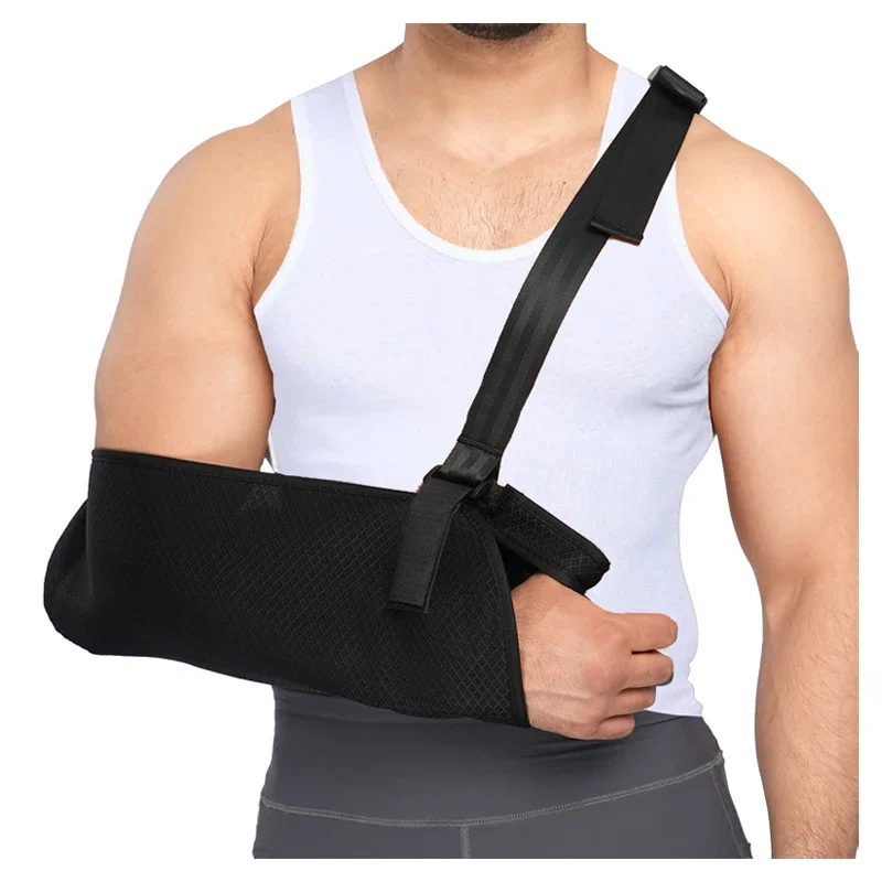 Adjustable adult kids injury brace mesh pouch orthopedic shoulder support immobilizer arm sling