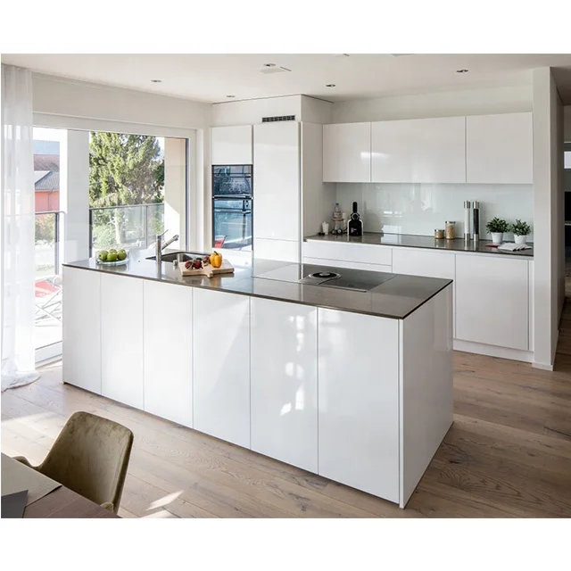 Latest coming customized black lacquer or pvc vaccum finish modern designs kitchen cabinet