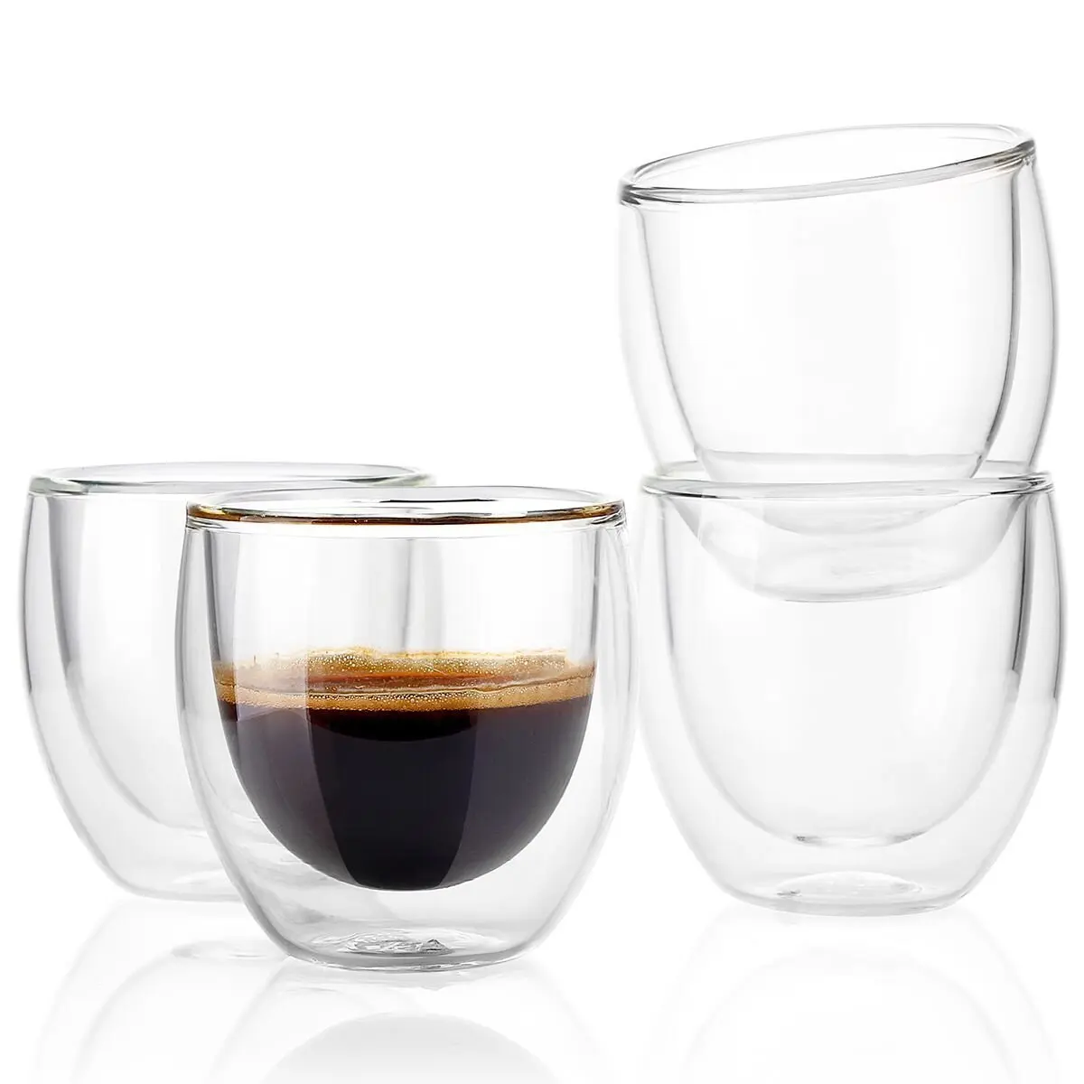 250ml Borosilicate Double Wall Hand Made Transparent Glass Cup for Tea and Coffee