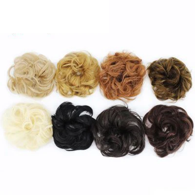 Artificial Flower Chignon Hair Bun Pieces Updos Wavy Curly Messy Wedding