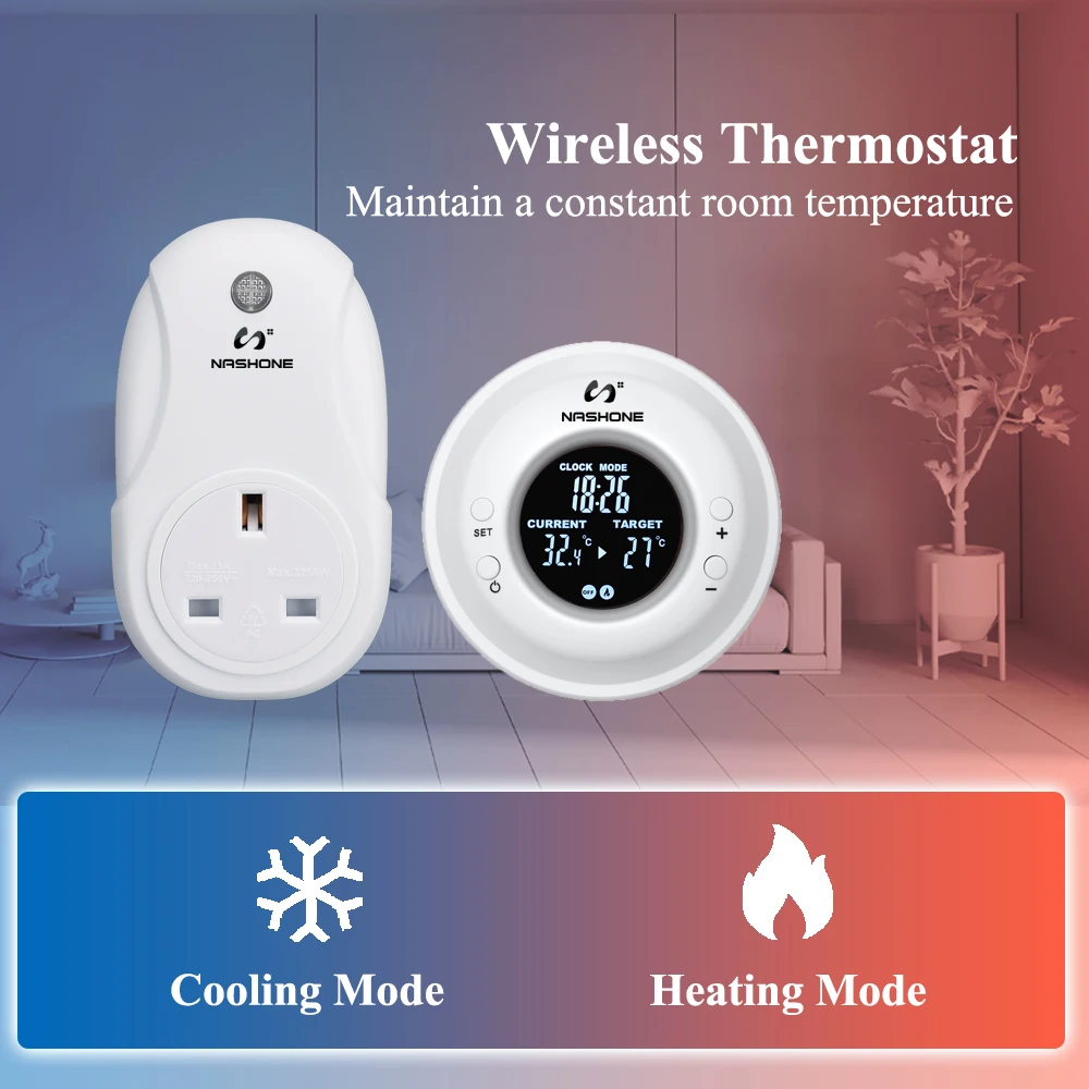 Energy-Saving  TUV certificated 16A/ 3680W wireless room remote control thermostat timer  programmable digital thermostat