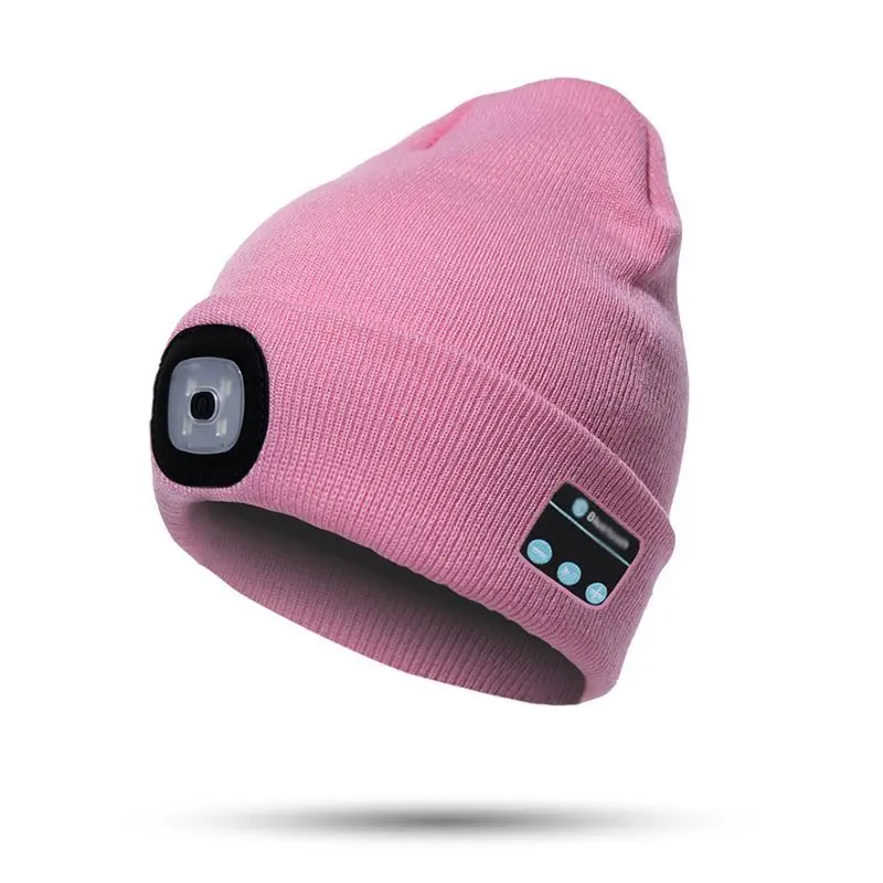
Amazon Top Seller 2021 Bluetooth Beanie Hat With LED Light Rechargeable Light Up Knitted Beanie Winter Hats Accessories 