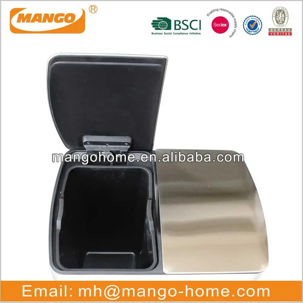 2 Compartment Indoor Household Kitchen Pedal Recycle Trash Bin Steel Recycle Waste Bin
