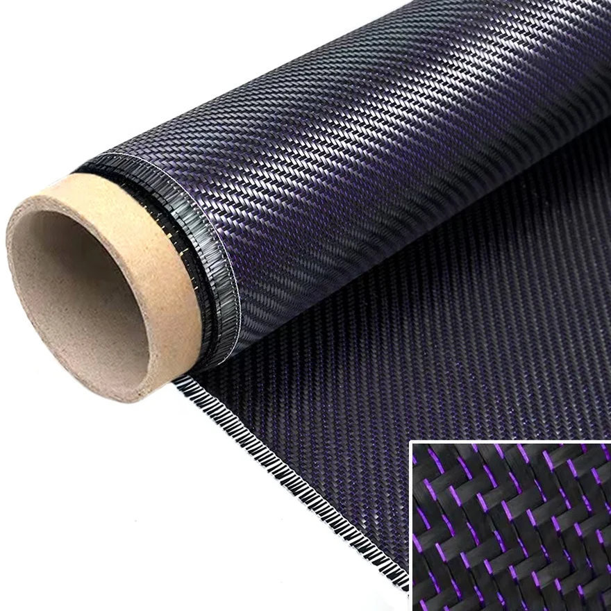 purple twill metallic glitter carbon fiber fabric for auto parts