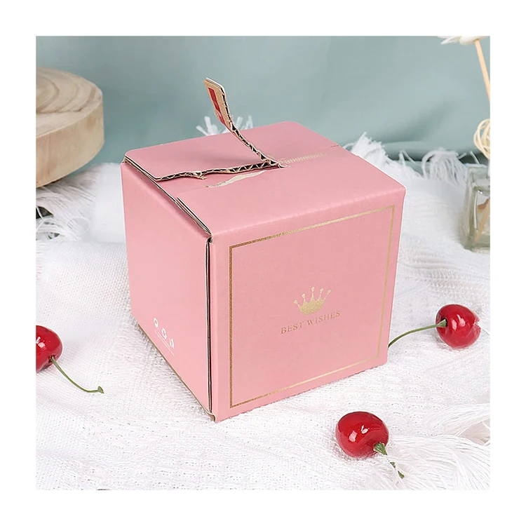 Custom logo pink corrugated small mailer cardboard shipping boxes self stick zipper packaging boxes